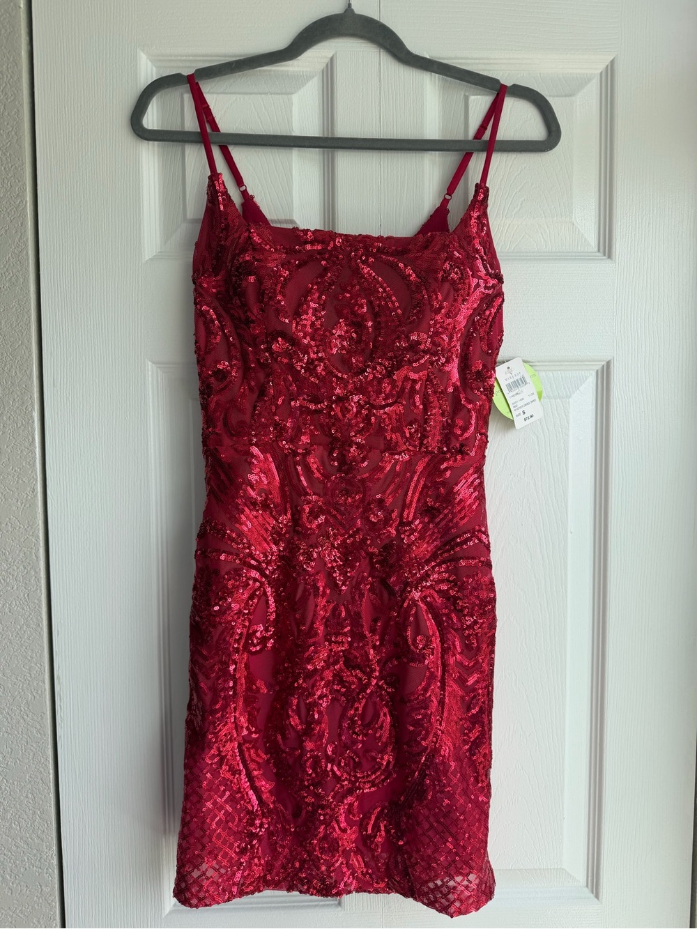 BNWT Windsor Red Sequin Spaghetti Strap Mini Dress